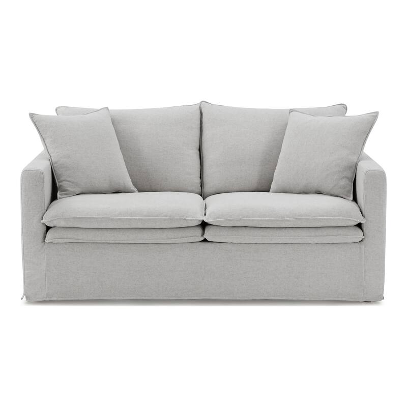 Furniture of America Caspian 3-Piece Light Grey FSC & OEKO TEX Linen Sofa Set with Feather Blend Cushions