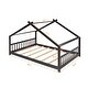 preview thumbnail 34 of 45, Wooden House Bed Frame with Headboard and Footboard, Cute Montessori Platform Bed with Roof for Kids, Teens, Boys or Girls