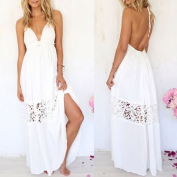 white bohemian beach dress