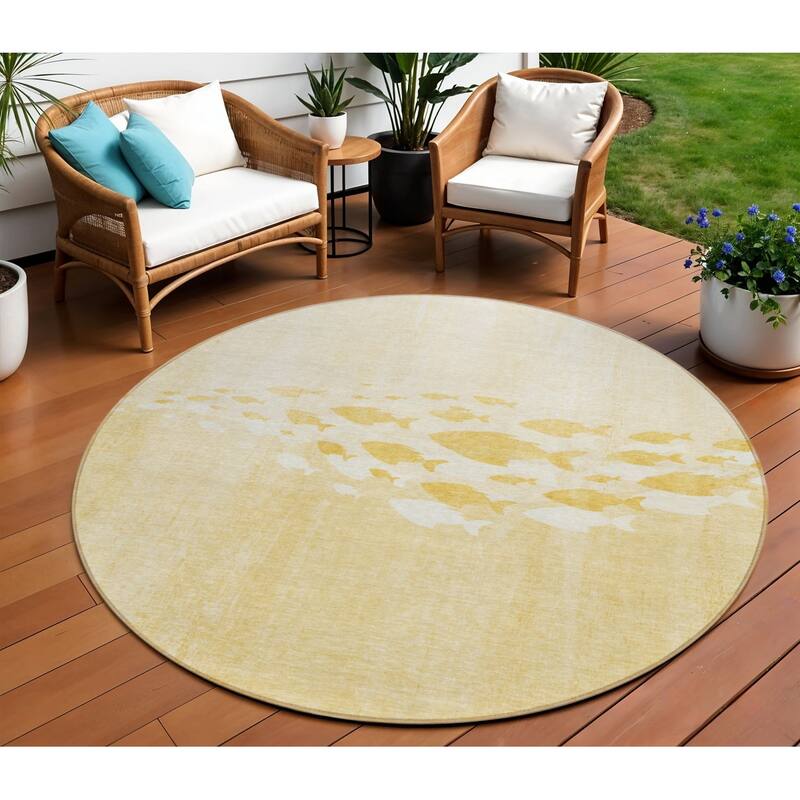 HomeRoots Nautical Transitional Rectangle Outdoor Rug - 8' Round