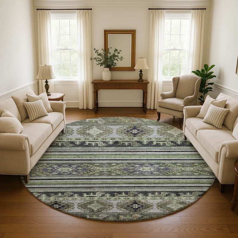 Premium Washable Super Soft Boho Global Mayfield Rug - Fern - 8' x 8'