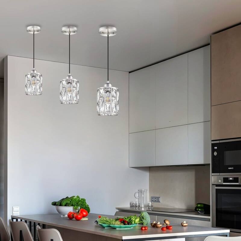 3 Pack light bulb nickel light fixture Crystal pendant light