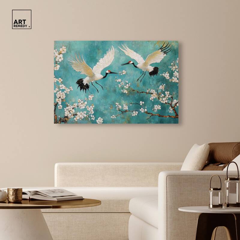 Gentle Tiger Nap Canvas Elegant Birds by Art Remedy, Gallery Wrapped