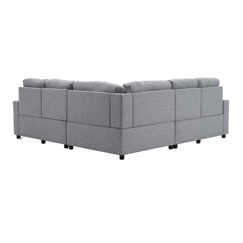 Power Recliner Sectional Sofa with 2 Storage Drawers and USB Ports Living Room L-Shaped Corner Couch for Home Theater