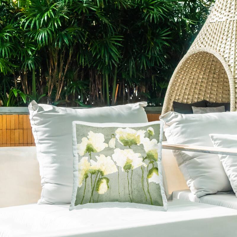 Stupell Modern White Flower Blooms Printed Outdoor Throw Pillow Design by Vanessa Austin