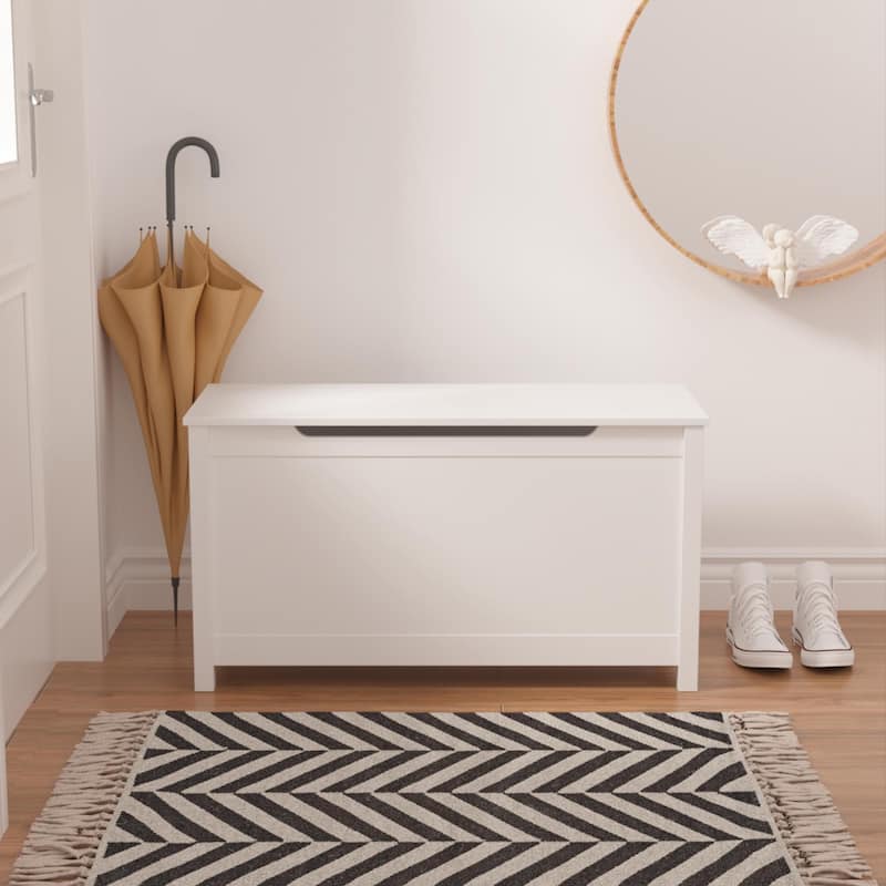Kids Wooden Toy Box Storage with Safety Hinged Lid for Ages 3+