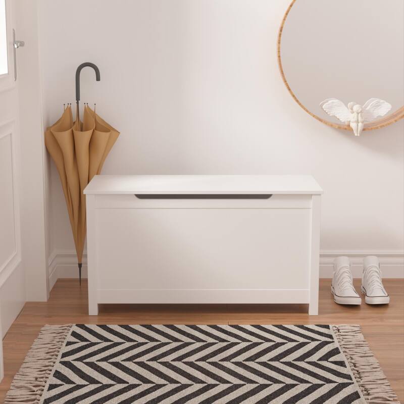 Kids Wooden Toy Box Storage with Safety Hinged Lid