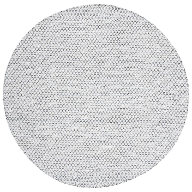 SAFAVIEH Flatweave Montauk Einara Casual Wool Rug - 6' Round - Ivory/Black