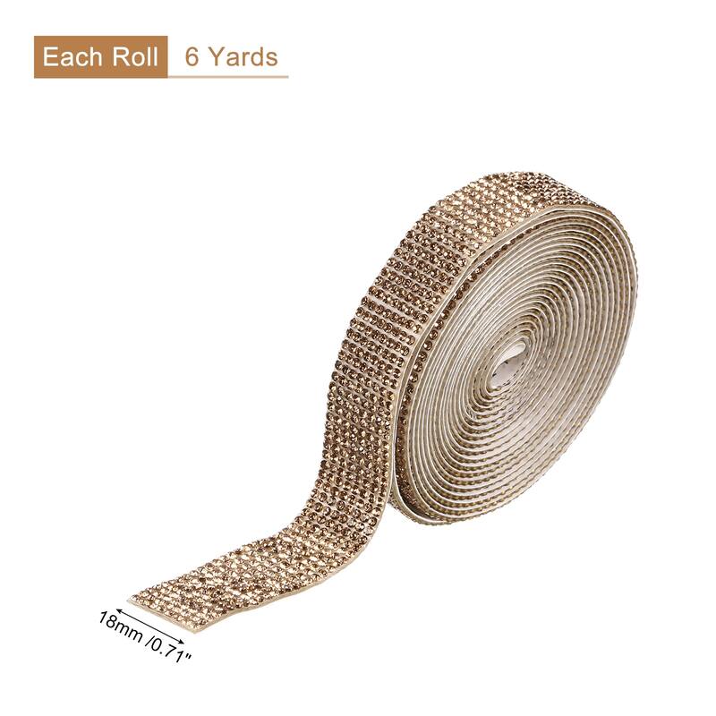 Self Adhesive Rhinestone Strips, Crystal Rhinestone Ribbon - Yellow - 3 yards x 0.71 inch