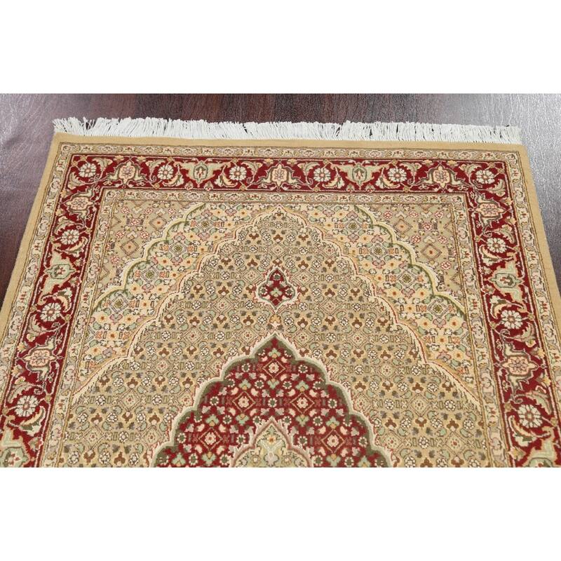 Wool/ Silk Vegetable Dye Tabriz Mahi Oriental Area Rug Hand-knotted - 4'0" x 6'4"
