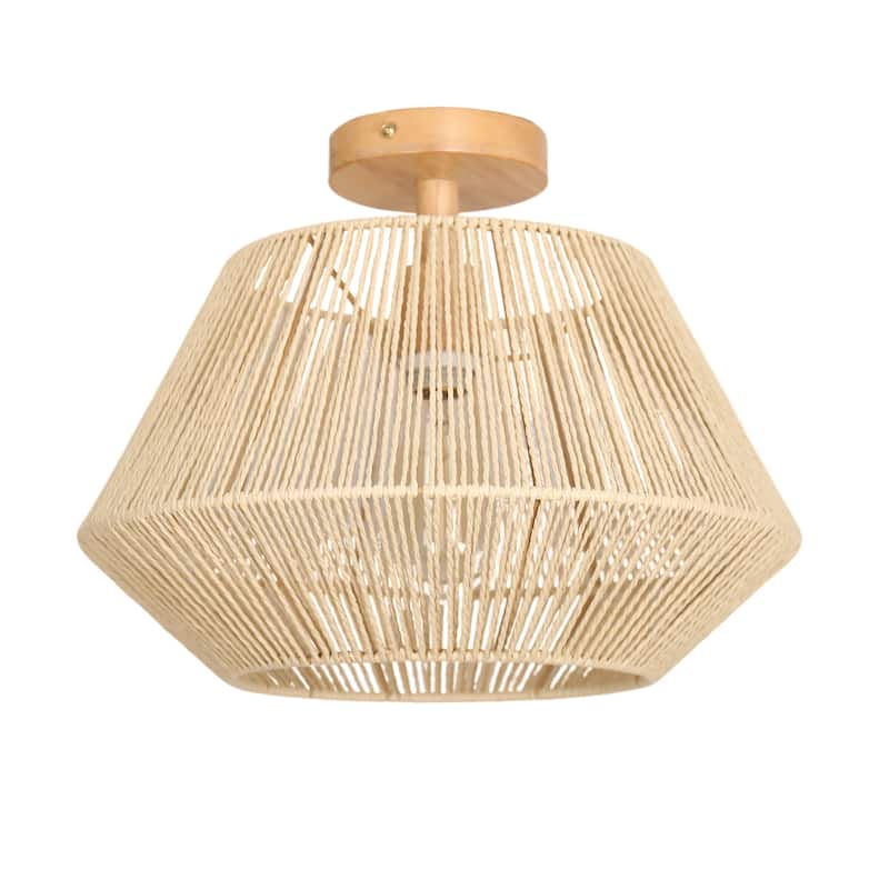Handwoven Boho Diamond Shade Rattan Pendant Light Fixtures