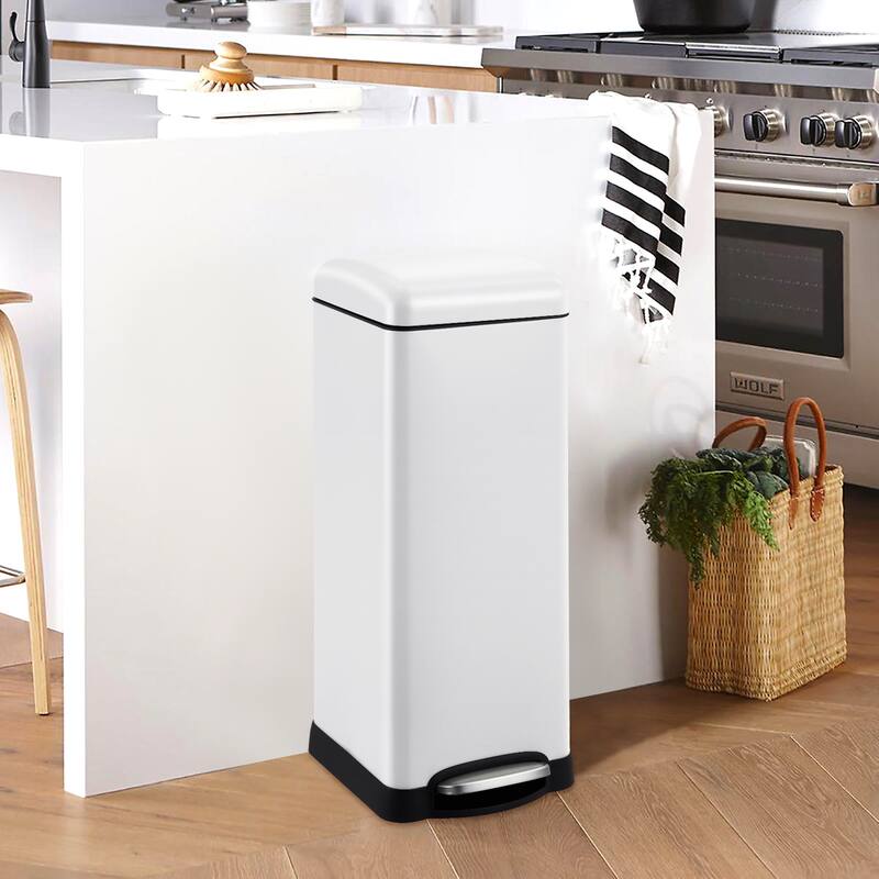 8 Gallon Step Trash Can, with Removable Inner Bucket - White - 8Gallons