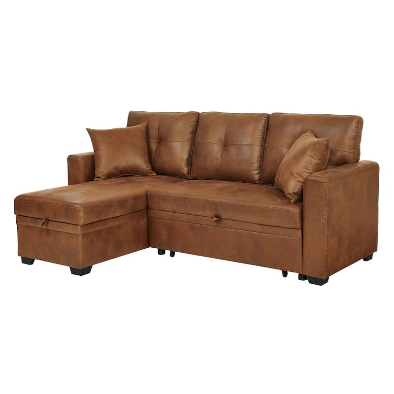 Sleeper Sofa,Sectional with Pull-Out Bed, Reversible Chaise, Storage Sectional, Convertible Sofa Bed, L-Shaped Sofa