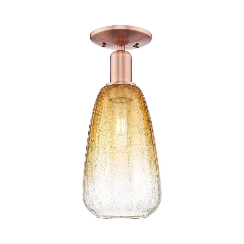 Innovations Lighting 716-1C-15-6 Brookhaven Almond Semi-Flush - Antique Copper / Amber