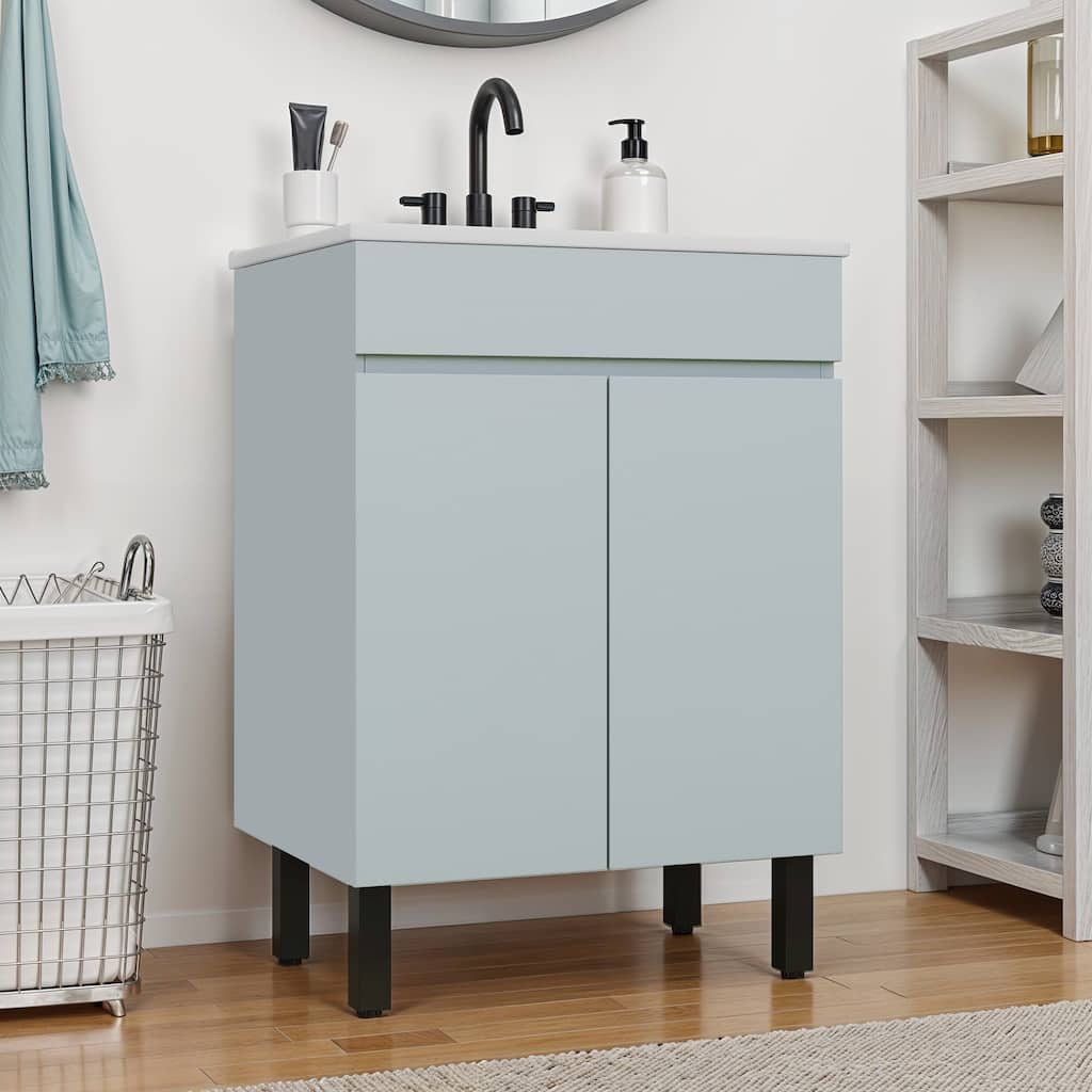 Moasis 24 Inch Bathroom Vanity with Sink, Freestanding Bathroom Cabinet Vanity with 1 Soft Closing Cabinet