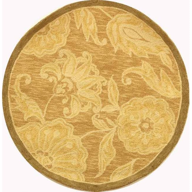 SAFAVIEH Handmade Chelsea Vermont French Country Wool Rug - 3' Round - Light Brown