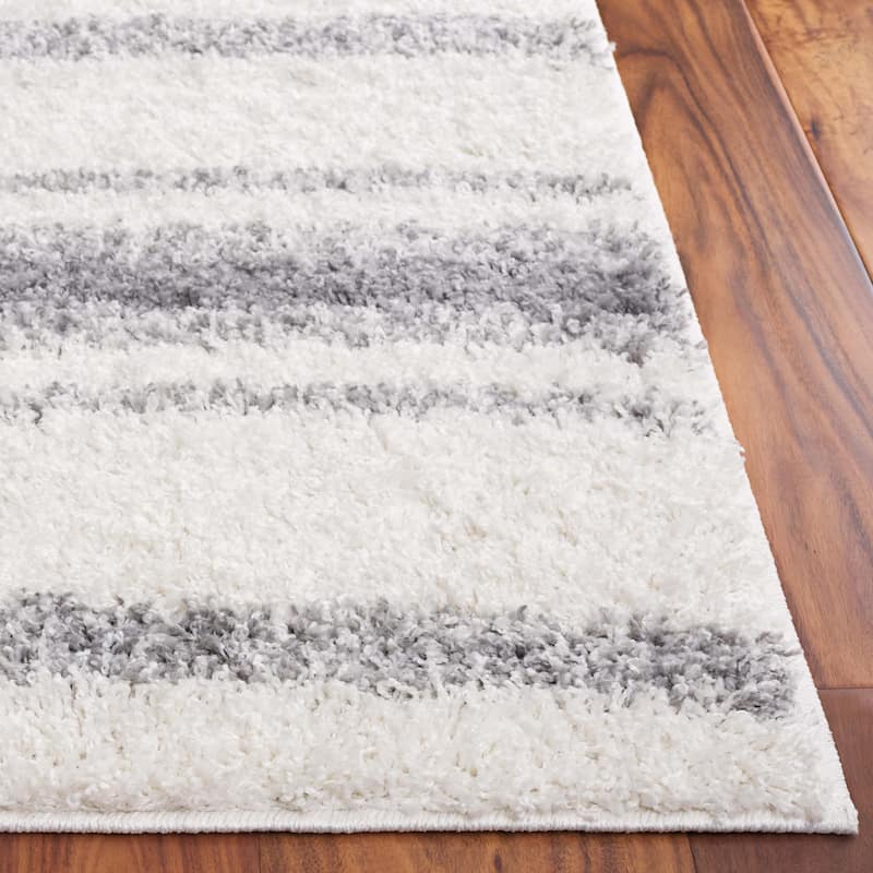 SAFAVIEH Border & Stripe Shag Hammy Modern 1.4-inch Thick - 2'2" x 8' Runner