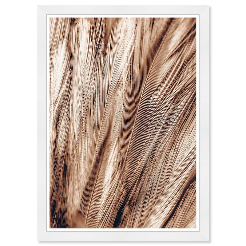 Wynwood Studio Prints Abstract Copper Brown Feather Brown and Metallic Brown Glam Wall Art Canvas Print