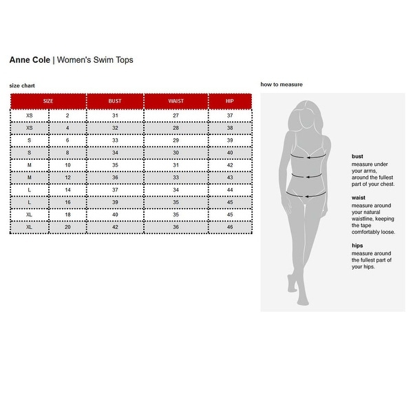 Anne Cole Bathing Suit Size Chart