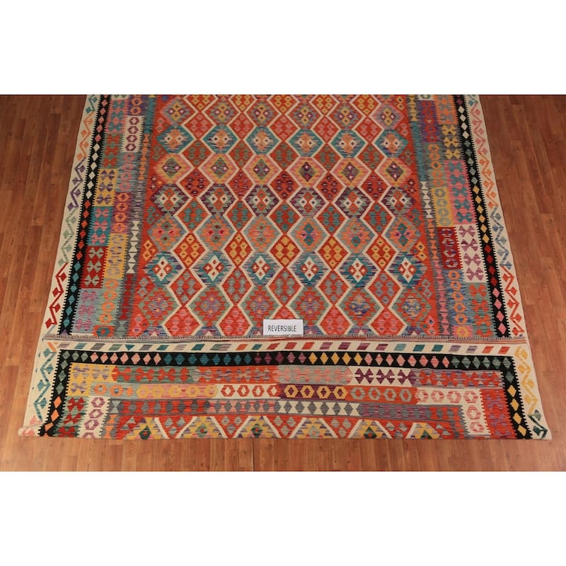 Southwestern Style Kilim Oriental Large Rug Flatweave Wool Carpet - 10'0"x 14'9"