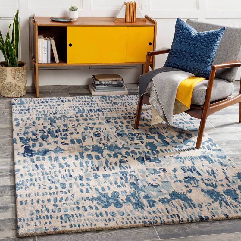 Krisha Handmade Modern Abstract Wool Blend Area Rug
