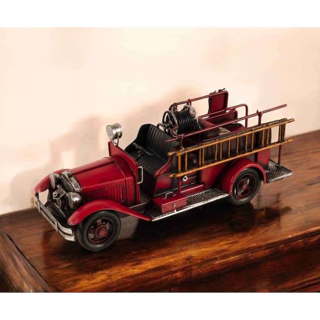 HomeRoots 6" Red Metal Hand Painted Model Car Tabletop Sculpture - 15' X '6' X '5.5
