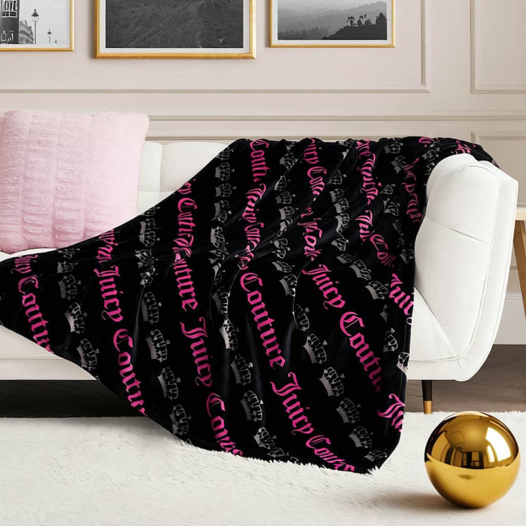 Juicy Couture Holiday Plush Throw Blankets