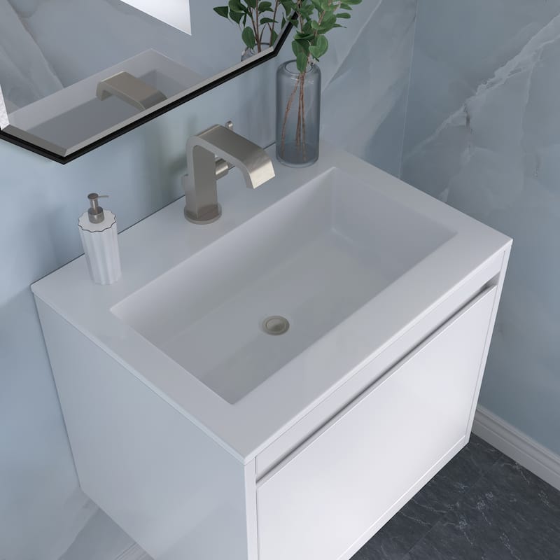 James Martin Vanities Mantova 23.6" Single Vanity Cabinet, Glossy White - No Base, Glossy White Top