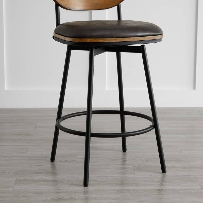Spruce & Spring Megan Swivel Counter Bar Stool with Metal Legs