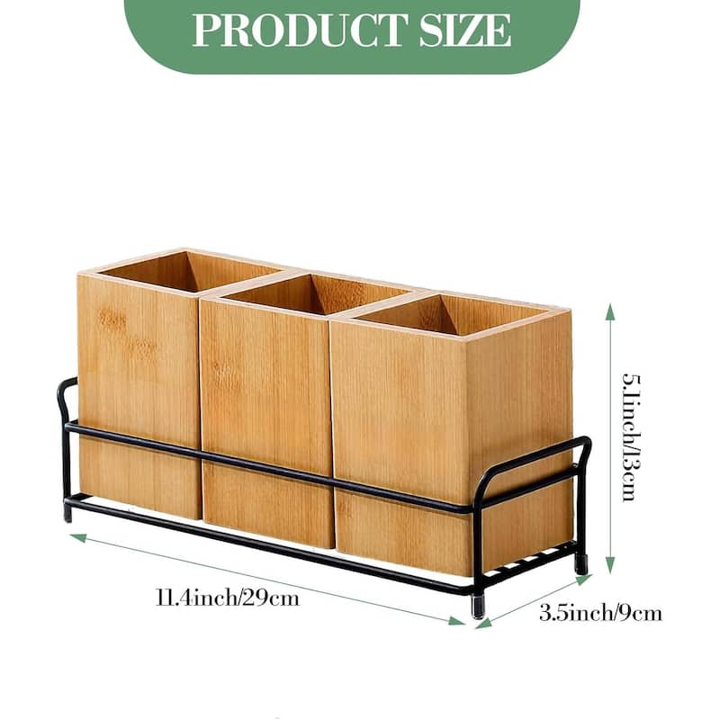 3 Detachable Compartments Kitchen Utensil Holder for Countertop