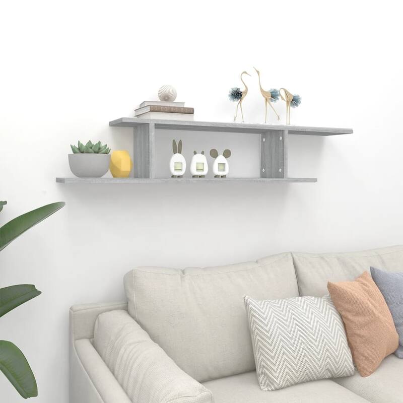 vidaXL Wall-mounted TV Shelf Grey sonoma Engineered Wood - 49.2 x 49.2 x 9.1 in