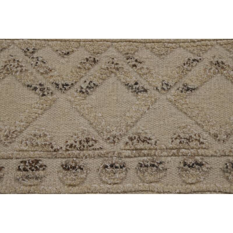 Chevron Style Moroccan Oriental Area Rug Handmade Wool Carpet - 5'1" x 8'2"