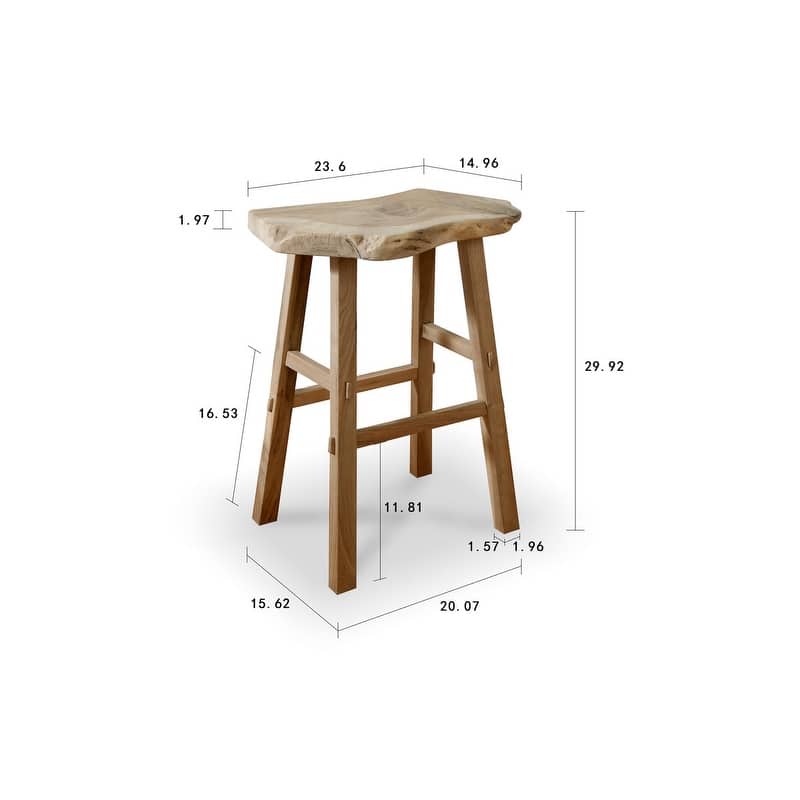30" H Rectangle Natural Solid Walnut Wood Indoor Live Edge Bar Stool, Versatile, Multifunctional(Color & Size May Vary)
