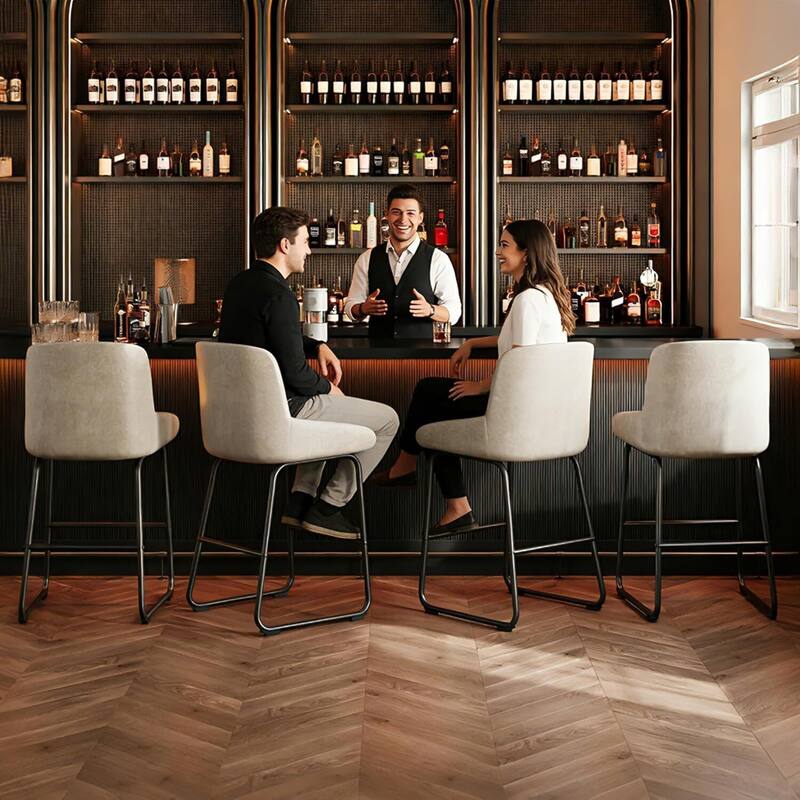 Counter Height PU Leather Bar Stools Set of 4 for Kitchen Island, Counter