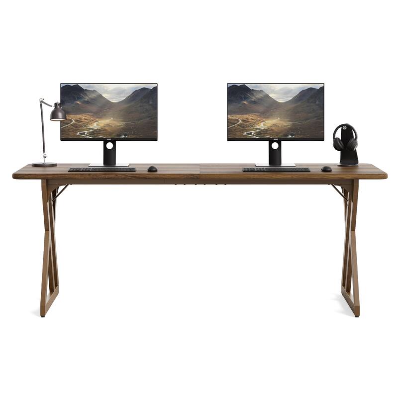 78.7-Inch Large Computer Desk, Sturdy Wooden Office Desk for 2 People