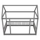 preview thumbnail 5 of 11, Twin Size Floor Wooden Bed with House Roof Frame and Safety Guardrails