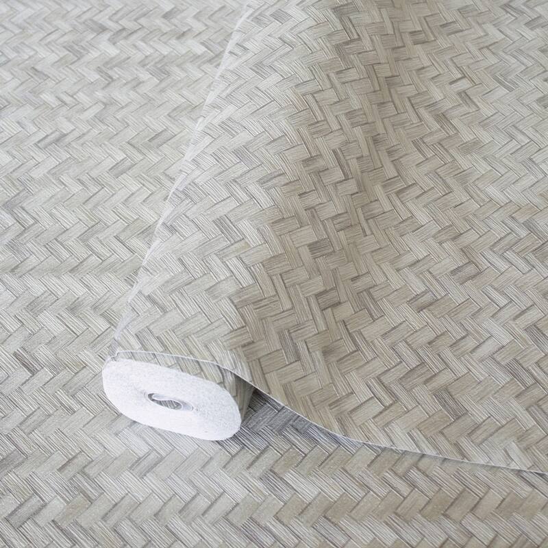 Braided Geometric Pattern Jute Basket Weave Chevron Wallpaper