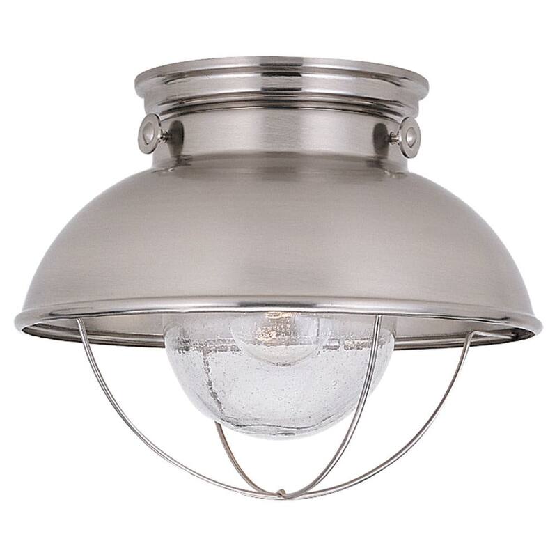 Roseto Calhoun Single Light 11" Wide Flush Mount Lantern Outdoor - Brushed Stainless