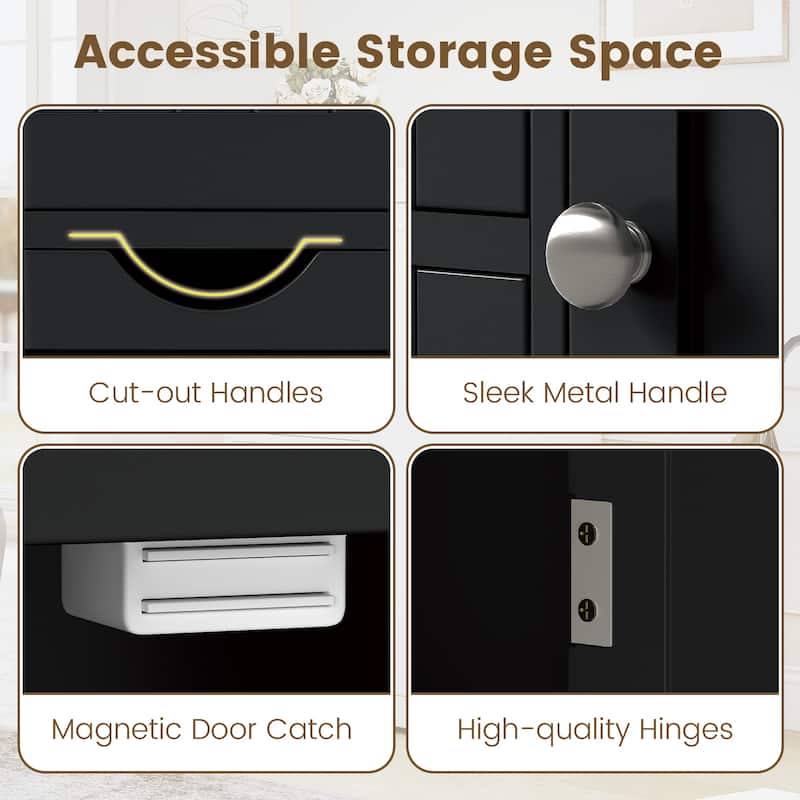 Gymax Bathroom Cabinet Floor Standing Storage Cabinet w/ 4 Drawers 1 - See Details