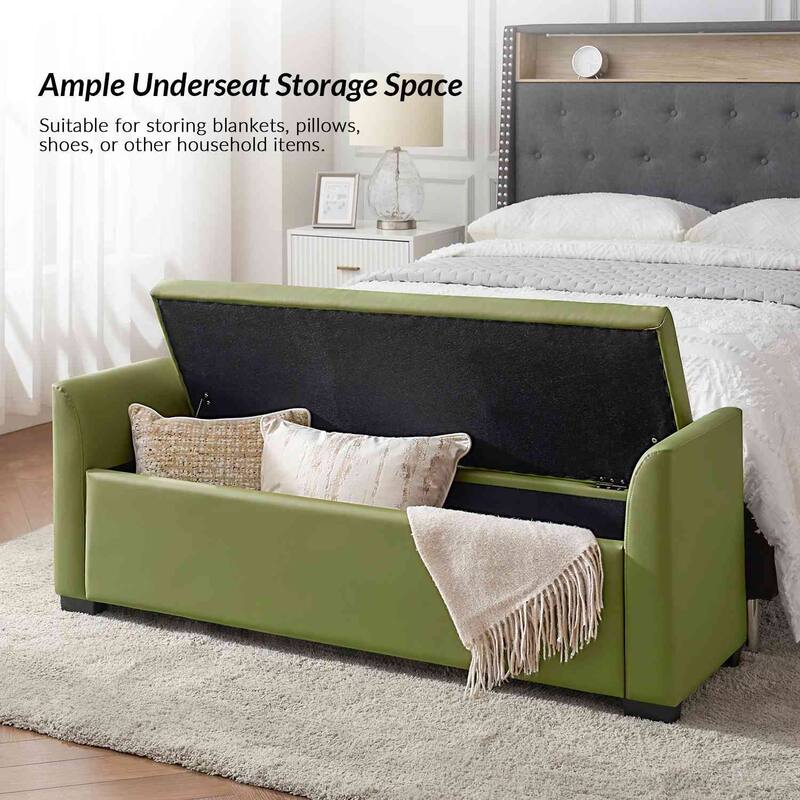 Laura Traditional 57.75"Wide Tufted Storage Bench by HULALA HOME