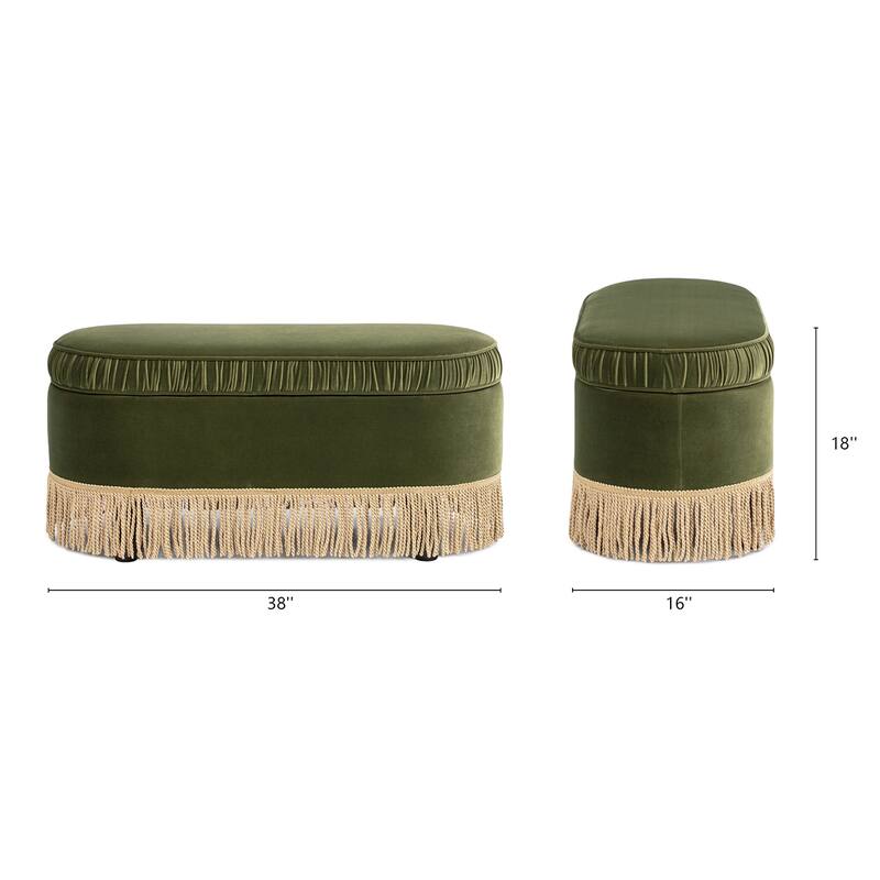 Serena 38" Ruched Oval Storage Bench Ottoman