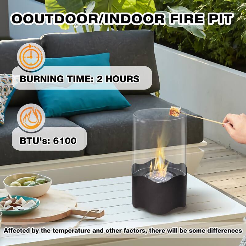 Portable Table Top Fire Pit Burner Heater Black