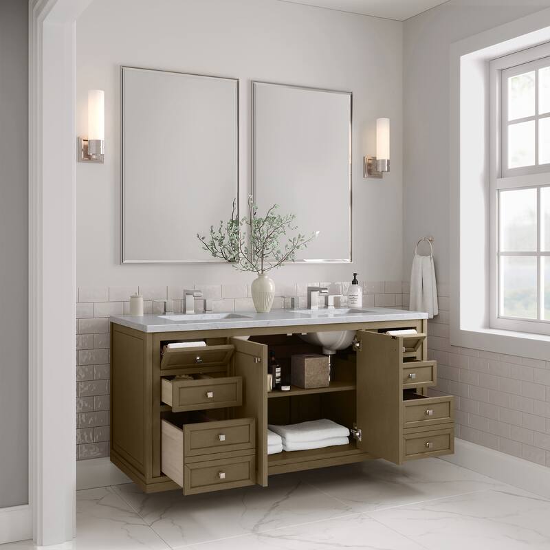 Chicago 60" Double Vanity, Walnut Whisper