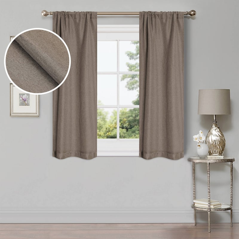 Superior Linen Washable Room Darkening Curtains, Set of 2 Panels - 26" x 63" - Coriander