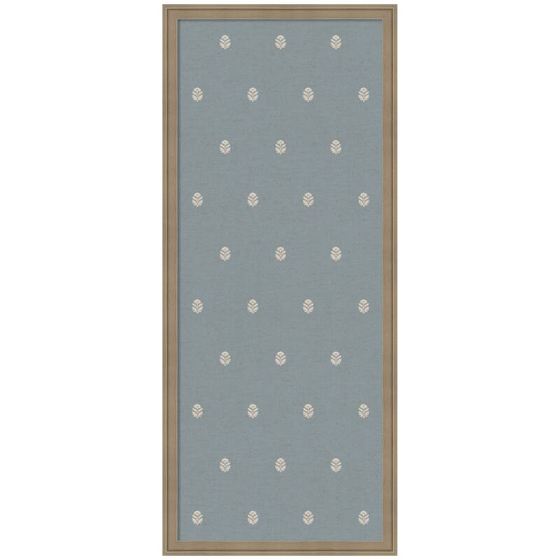 Kate and Laurel Pinboard Blue Botanical Block Print - 18x42 - Florence Light Brown