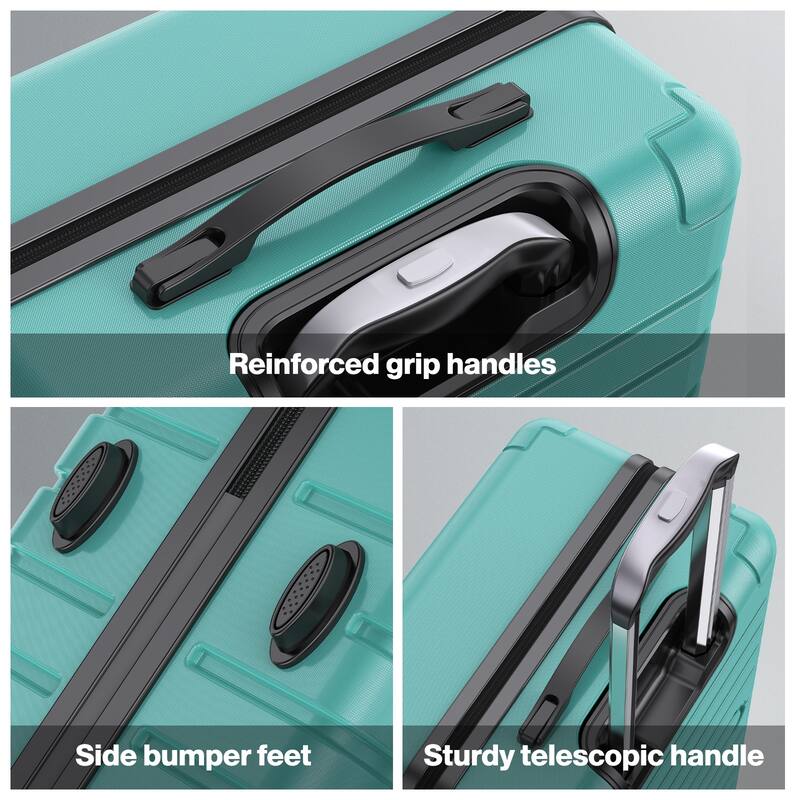 3-Piece ABS & PC Luggage Set Hardside Checked Spinner Lightweight Suitcase Carry,20in/24in/28in