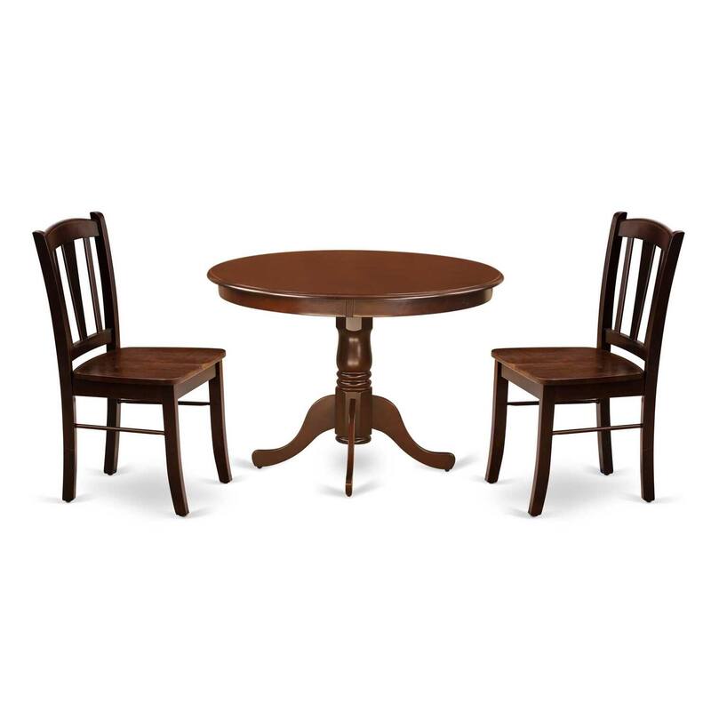 3-Piece Mahogany Finish Solid Wood Top - Dining Room Set - Seats 4