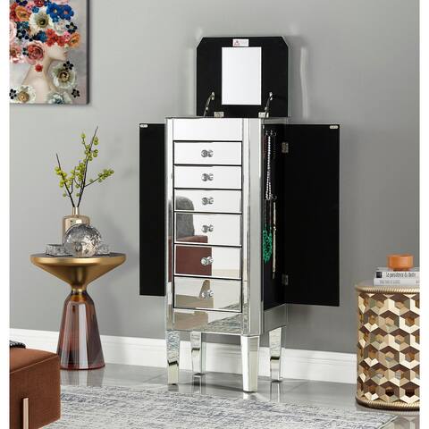 Jorge Mirrored Jewelry Armoire with 6 Drawers