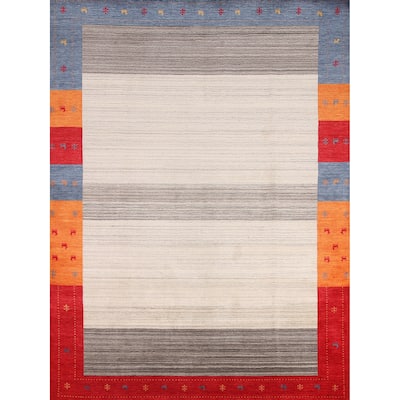 Gabbeh Indian Area Rug Hand-Knotted Wool Carpet - 8'3" x 9'8"