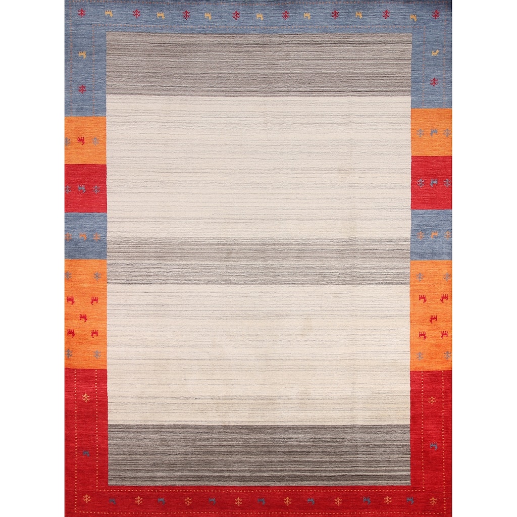 Gabbeh Indian Area Rug Hand-Knotted Wool Carpet - 8'3" x 9'8"